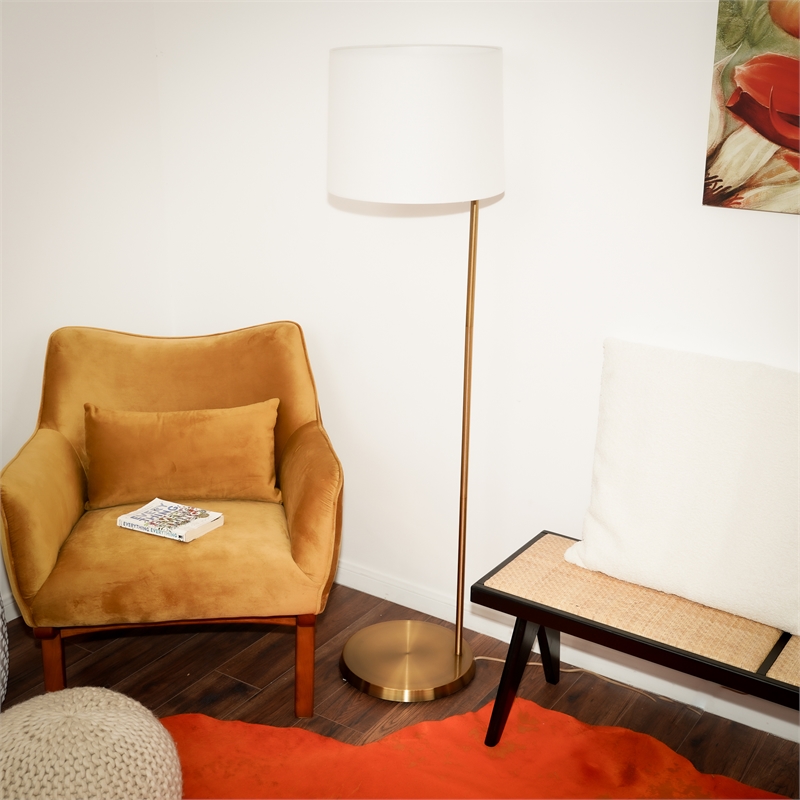 Luminaire Haven Offset Brass & Metal Brass  Base Floor Lamp