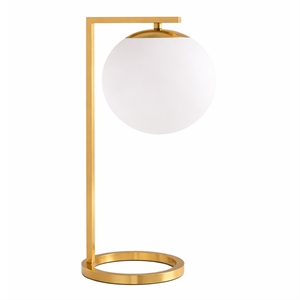 Enigmatic Glow Velvet Globe Brass Metal Table Lamp