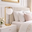 Enigmatic Glow Velvet Globe Brass Metal Table Lamp