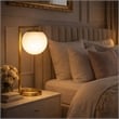 Enigmatic Glow Velvet Globe Brass Metal Table Lamp