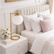 Enigmatic Glow Velvet Globe Brass Metal Table Lamp