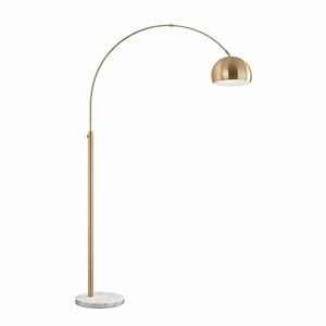 Luminous Elegance Long Arm White Marble&Metal Floor Lamp