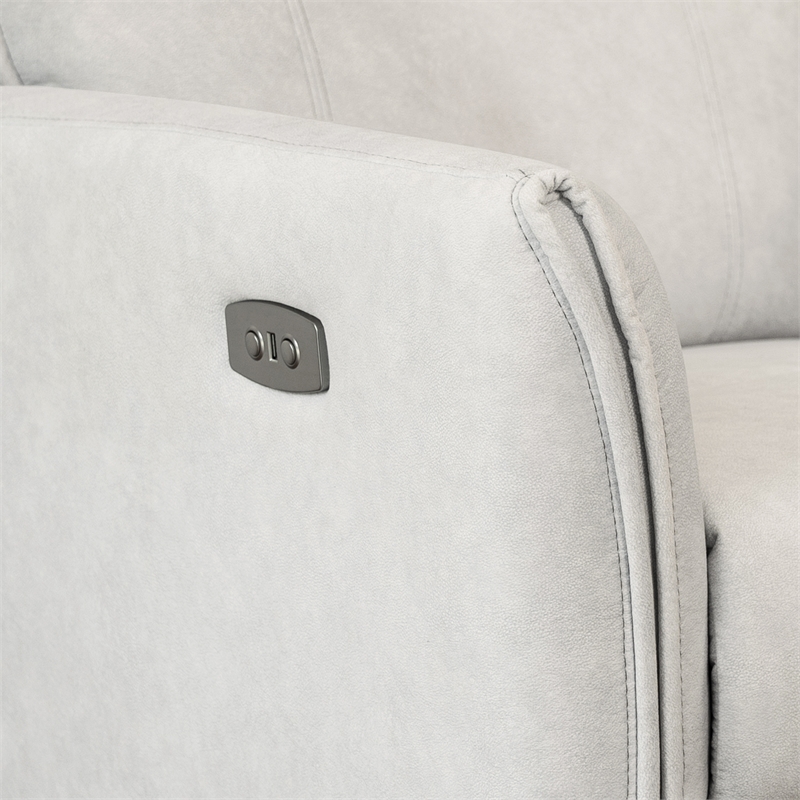 LuxeRelax Mid-Century Modern Cream Suede Electric Power Recliner