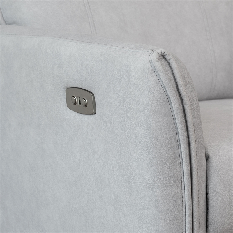 LuxeRelax Mid-Century Modern Gray Suede Electric Power Recliner