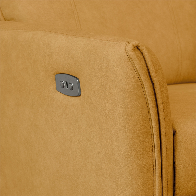 LuxeRelax Mid-Century Modern Dark Yellow Suede Electric Power Recliner