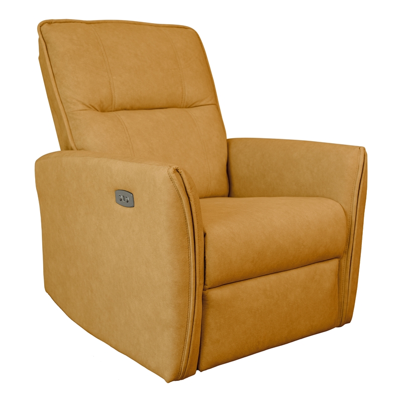 LuxeRelax Mid-Century Modern Dark Yellow Suede Electric Power Recliner