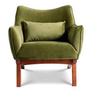Gatsby Mid Century Furniture Style Comfy Velvet Accent Armchair in Olive Green