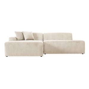 Chapman Corduroy Fabric Living Room L-Shaped Left Sectional Sofa in Cream