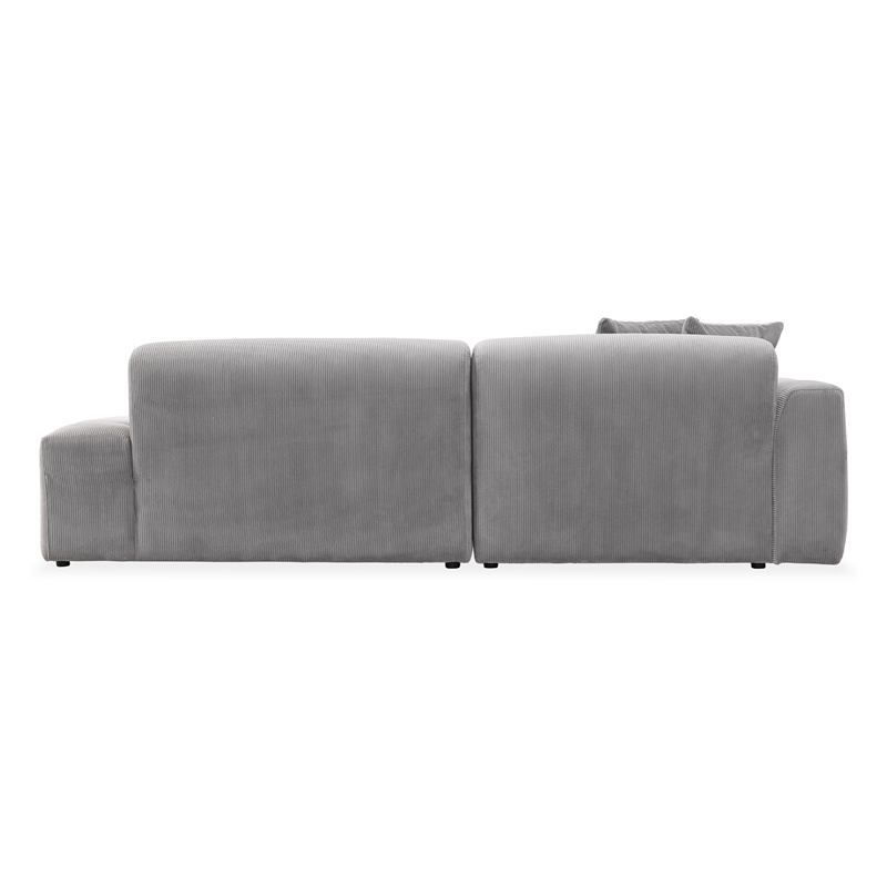 Chapman Corduroy Fabric Living Room L-Shaped Left Sectional Sofa in Light Gray