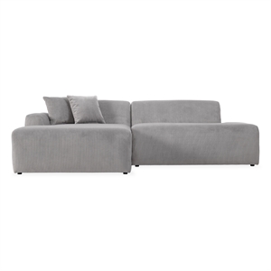 Chapman Corduroy Fabric Living Room L-Shaped Left Sectional Sofa in Light Gray