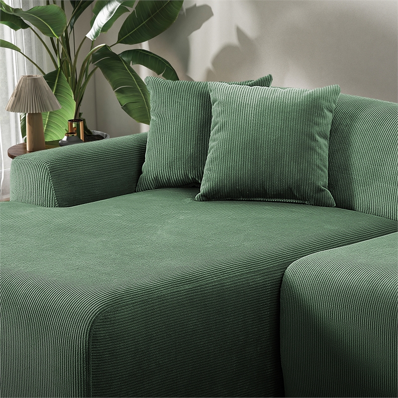 Chapman Corduroy Fabric Living Room L-Shaped Left Sectional Sofa in Green