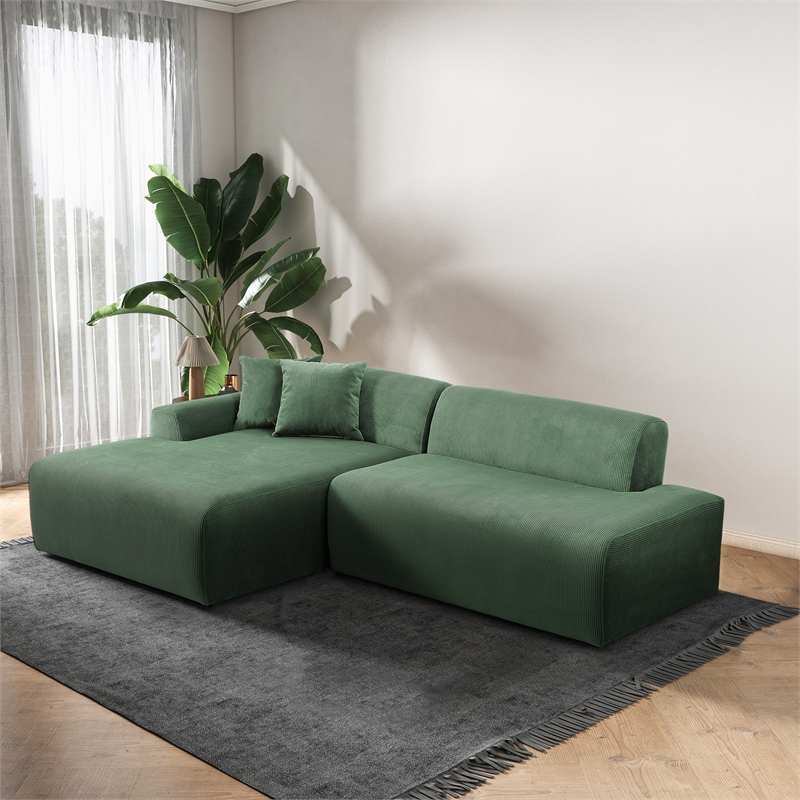 Chapman Corduroy Fabric Living Room L-Shaped Left Sectional Sofa in Green