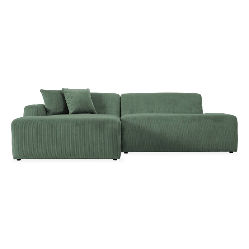 Chapman Corduroy Fabric Living Room L-Shaped Left Sectional Sofa in Green