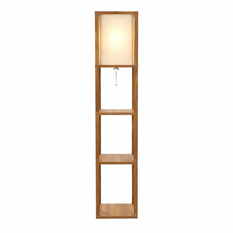 Grand Luminaire Elegance Shelf Gray Wood Floor Lamp