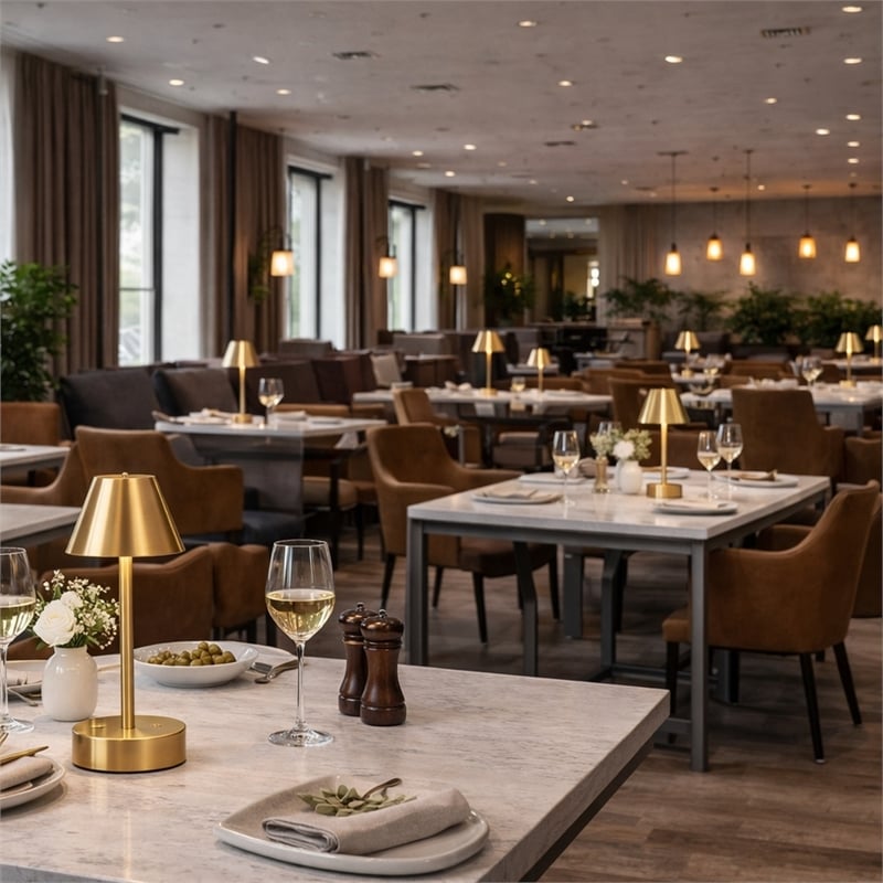 Lumina Nova Rechargeable Plated Brass LED Metal Table Lamp