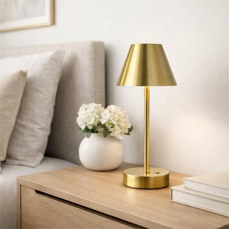 Lumina Nova Rechargeable Plated Brass LED Metal Table Lamp