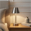 Lumina Nova Rechargeable Brushed Steel Metal LED Table Lamp