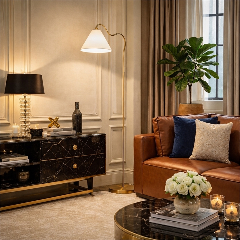 Regal Radiance Floor Metal & Brass Lamp