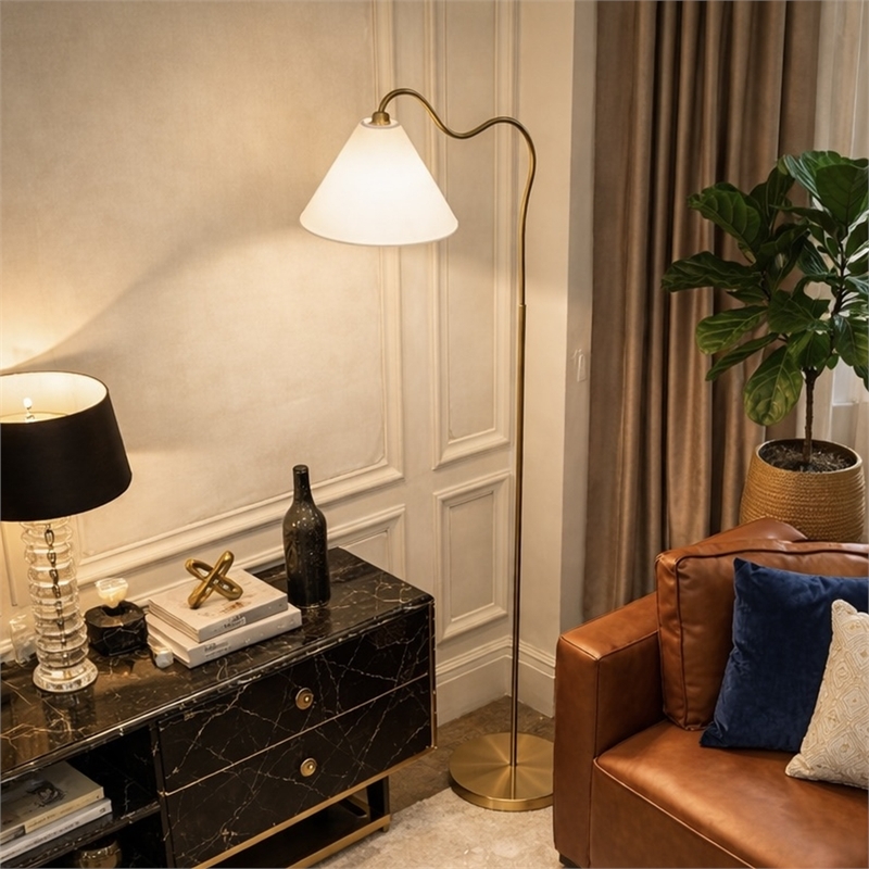 Regal Radiance Floor Metal & Brass Lamp