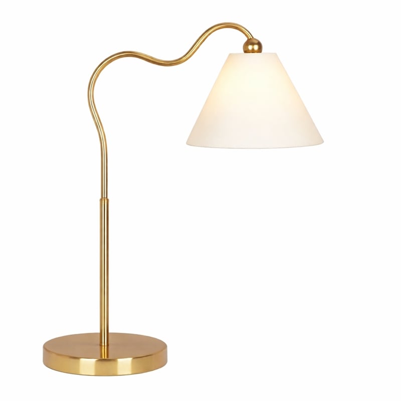 Stellar Shine Brass Ring Base Curved Brass & Metal Table Lamp