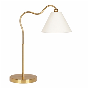 Stellar Shine Brass Ring Base Curved Brass & Metal Table Lamp
