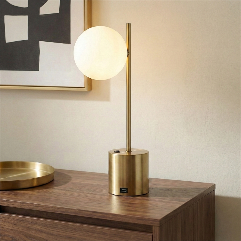 Ethereal Aura Modern Metal & Brass Table Lamp
