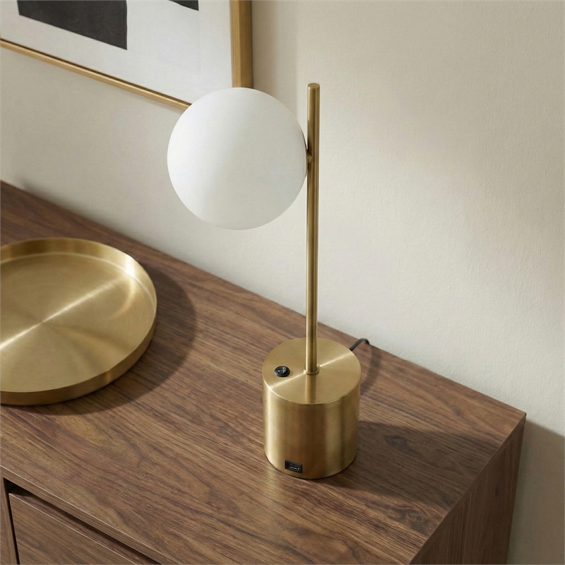 Ethereal Aura Modern Metal & Brass Table Lamp