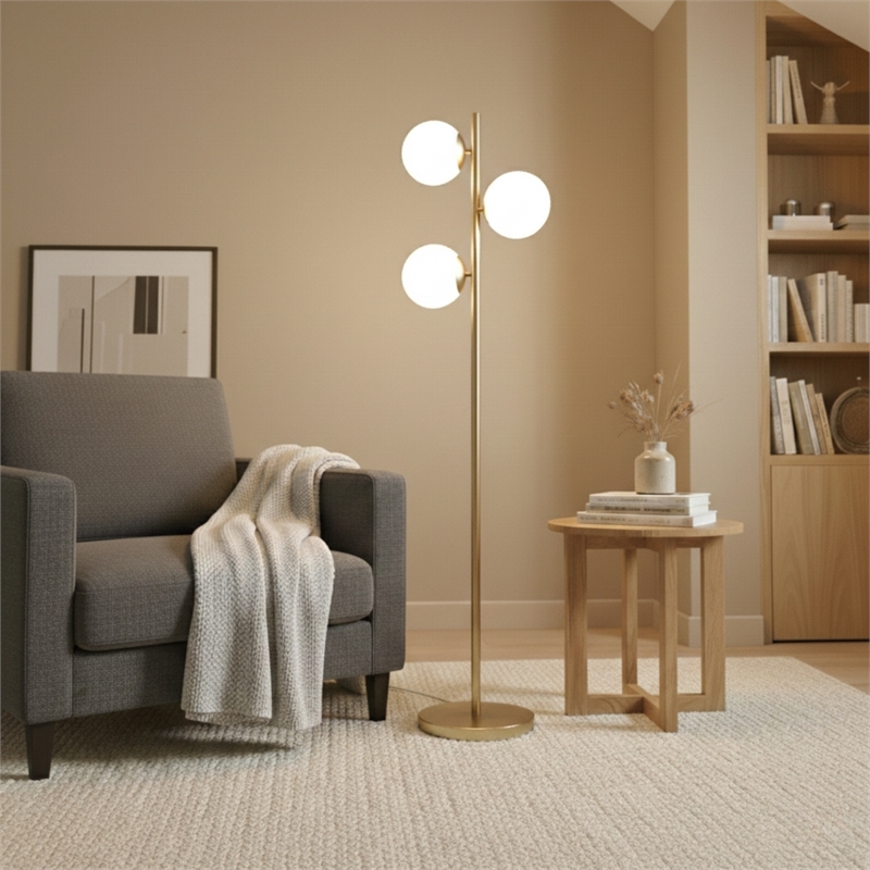 Urban Elegance Modern Metal & Brass Floor Lamp