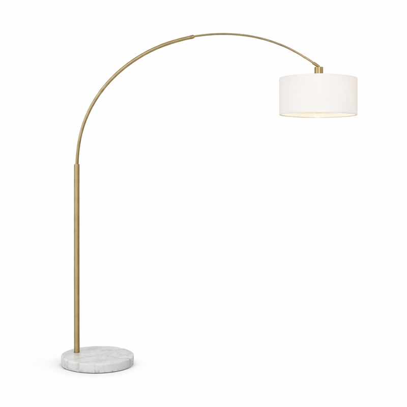 Illuminated Symphony Arch Gold Brass & White Marble Floor Lamp