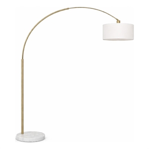 Illuminated Symphony Arch Gold Brass & White Marble Floor Lamp
