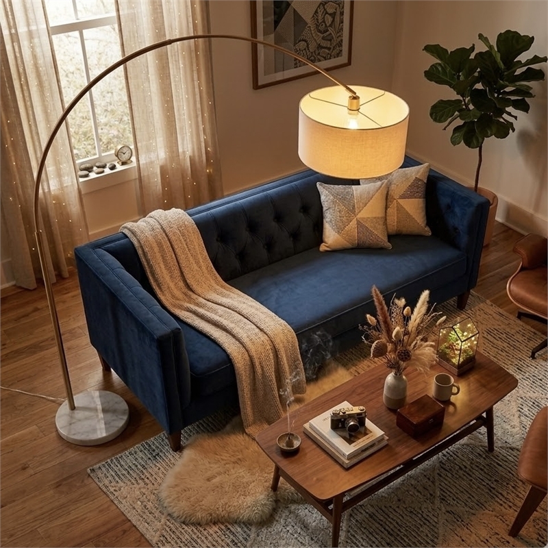 Illuminated Symphony Arch Gold Brass & White Marble Floor Lamp