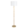 Radiant Horizon Wood Rattan Tube Gold Metal Brass Floor Lamp