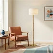 Radiant Horizon Wood Rattan Tube Gold Metal Brass Floor Lamp