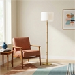 Radiant Horizon Wood Rattan Tube Gold Metal Brass Floor Lamp