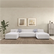 Aurelia Mid-Century Modern U-Shape Cream Chenille Corner Sectional Sofa