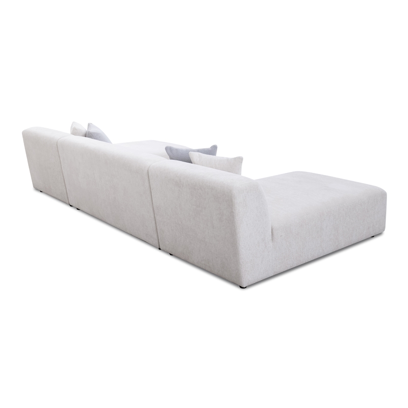 Aurelia Mid-Century Modern U-Shape Cream Chenille Corner Sectional Sofa