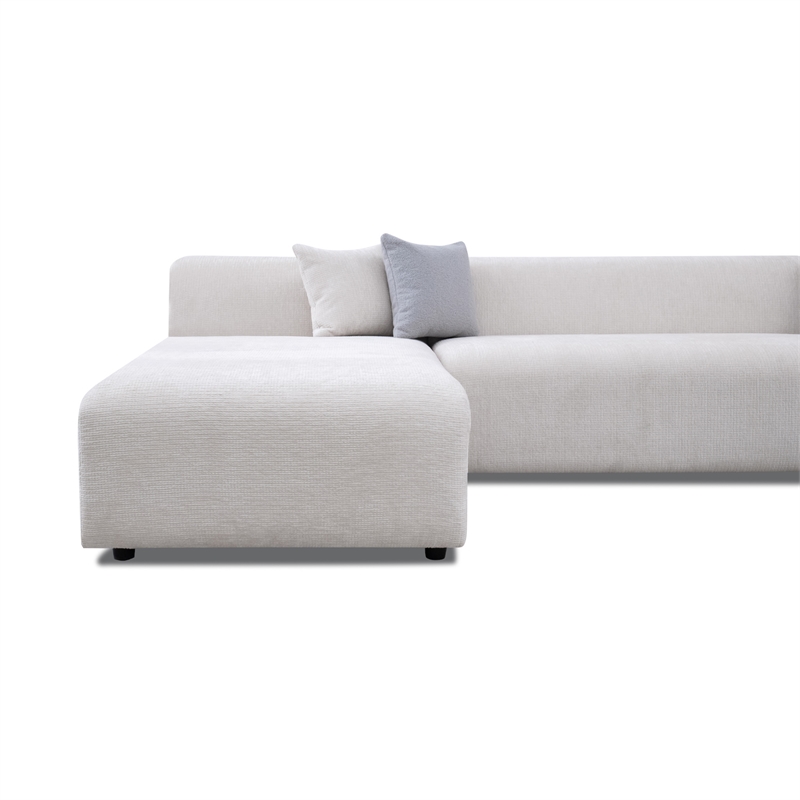 Aurelia Mid-Century Modern U-Shape Cream Chenille Corner Sectional Sofa