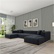 Sienna Mid-Century Modern U-Shaped Velvet Corner Sectional Sofa in Black