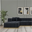 Sienna Mid-Century Modern U-Shaped Velvet Corner Sectional Sofa in Black