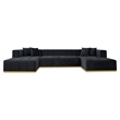 Sienna Mid-Century Modern U-Shaped Velvet Corner Sectional Sofa in Black