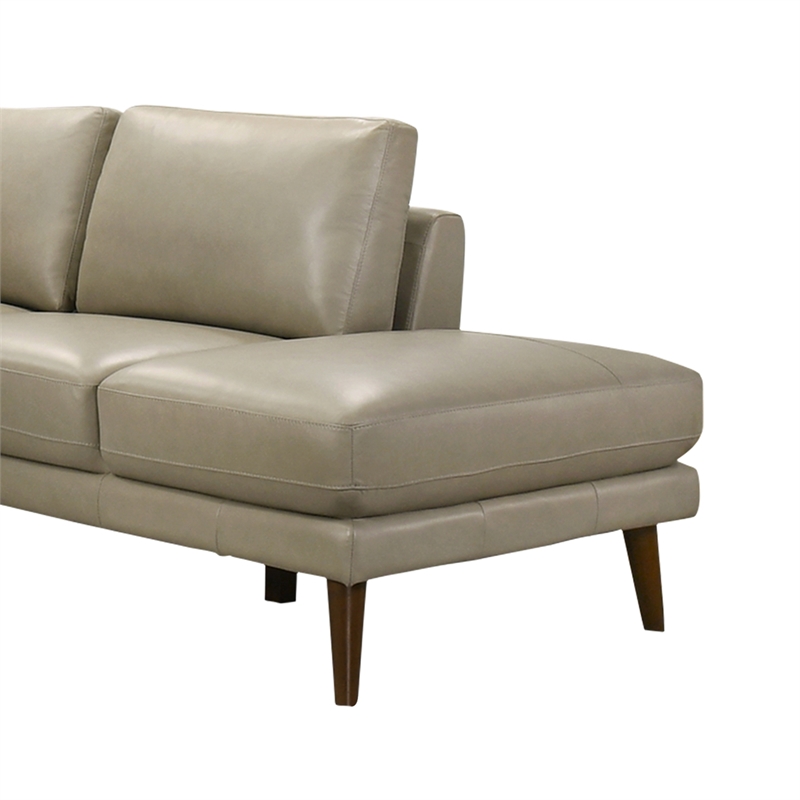 Paisley Genuine Leather L-Shaped Pillow Back Right-Facing Sectional in Cream