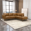 Paisley Genuine Leather L-Shaped Pillow Back Right-Facing Sectional in Tan