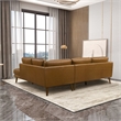 Paisley Genuine Leather L-Shaped Pillow Back Right-Facing Sectional in Tan