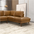 Paisley Genuine Leather L-Shaped Pillow Back Right-Facing Sectional in Tan
