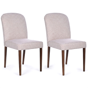 Minka Japandi Style Solid Wood Beige Fabric Upholstered Comfort Dining Chair