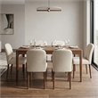 Minka Japandi Style Solid Wood Beige Fabric Upholstered Comfort Dining Chair