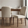 Minka Japandi Style Solid Wood Beige Fabric Upholstered Comfort Dining Chair