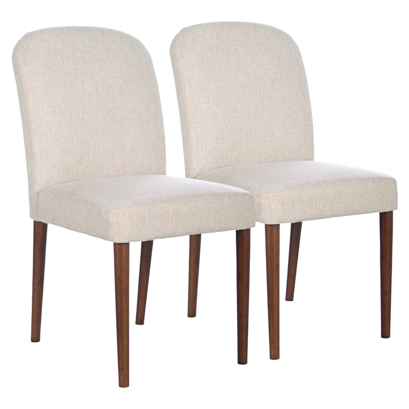 Minka Japandi Style Solid Wood Beige Fabric Upholstered Comfort Dining Chair