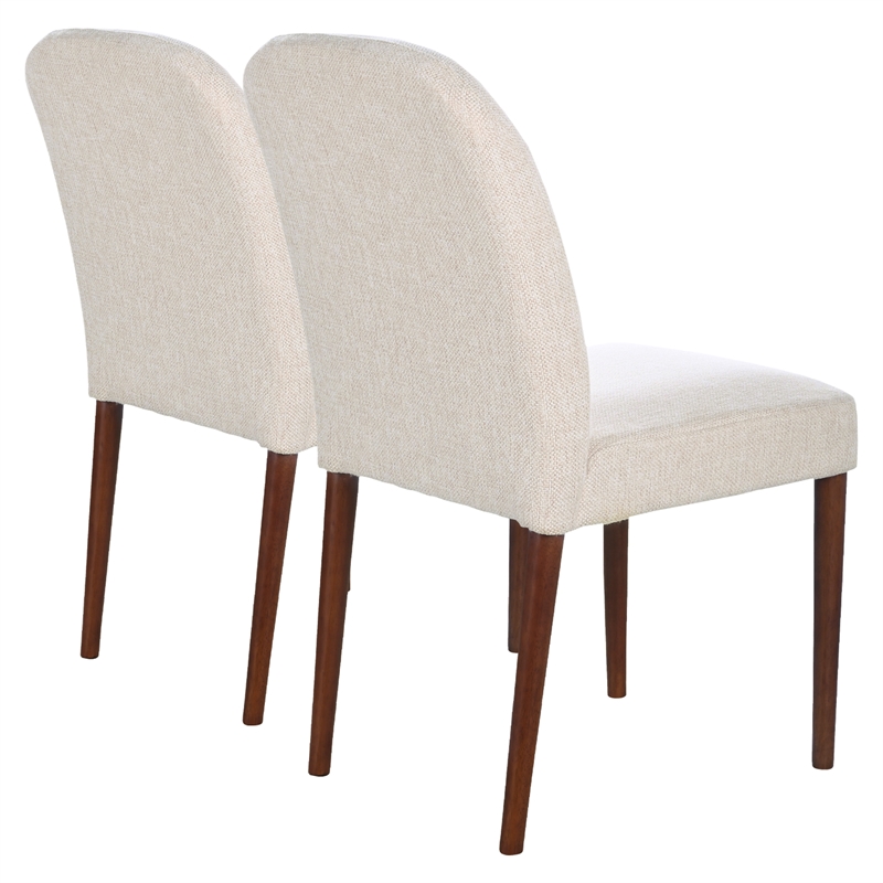 Minka Japandi Style Solid Wood Beige Fabric Upholstered Comfort Dining Chair