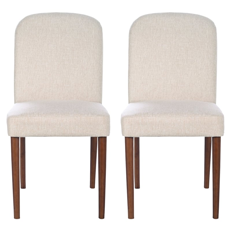 Minka Japandi Style Solid Wood Beige Fabric Upholstered Comfort Dining Chair